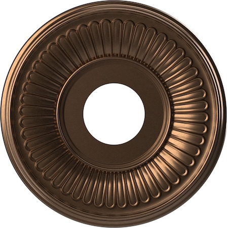 Ekena Millwork Berkshire PVC Medallion (Canopies up to 5 3/4"), 13"OD x 3 1/2"ID x 3/4"P, Metallic Antique Brass CMP13BECAB